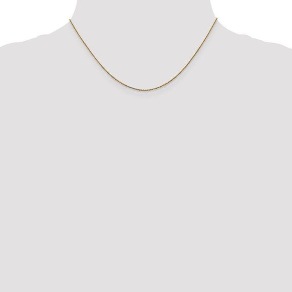1mm 14k Yellow Gold Diamond Cut Solid Cable Chain Necklace, 16 Inch - Picture 2 of 8